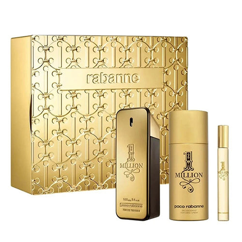 One Million 3Pc Gift Set Spray for Men by Paco Rabanne