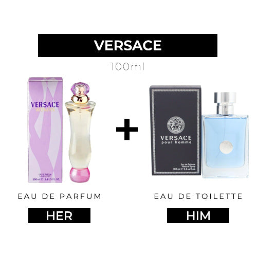 Versace Woman 100ml EDP Women + Pour Homme 100ml EDT Men by Versace