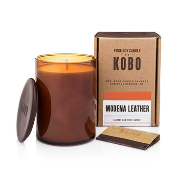 Modena Leather 312g Soy Candle by Kobo Pure