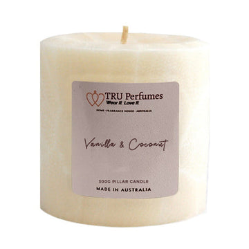 TRU Vanilla and Coconut Pillar Candles